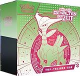 Pokémon -Sammelkartenspiel: Top-Trainer-Box Karmesin & Purpur – Gewalten der Zeit: Eisenblatt (1 holografische Vollbild-Promokarte mit Eisendorn, 9 Boosterpacks & Premium-Zubehör)