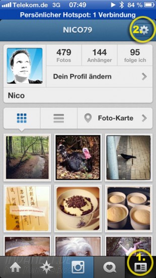 Instagram unter iOS6 - Profil