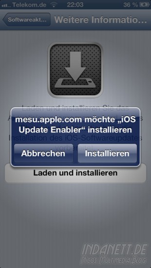 Aktualisierungsprogram WLAN-Update iPhone 5 - Installation